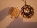 Ретро медальон посребрен филигран с порцелан, снимка 4