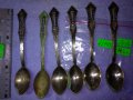 КОМПЛЕКТ 6 Стари РУСКИ БРОНЗОВИ ДЕБЕЛО ПОСРЕБРЕНИ ЛЪЖИЦИ с ФИЛИГРАННА ОРНАМЕНТИКА 42197, снимка 5