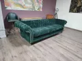 Голям зелен диван от плат Честърфийлд - четворка, снимка 6