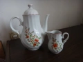 Български порцеланов чайник и латиера, снимка 2