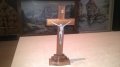 поръчан-Кръст С ХРИСТОС от дърво и метал на поставка-25Х11Х4СМ, снимка 5