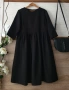 Черна официална елегантна разкроена рокля с джобове , снимка 8