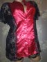 Dream girl L-Нова  с етикет пижама от червен сатен и дантела в черно , снимка 6