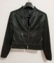 Вталено черно сако с кожени декорации, снимка 2