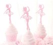 3 бр розова Балерина картон клечка топер украса за торта мъфини и др., снимка 1 - Други - 26233012