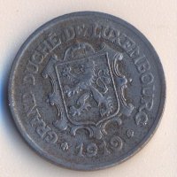 Люксембург 25 сантима 1919 желязо, снимка 1 - Нумизматика и бонистика - 26706368