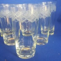 Чаши за безалкохолно 6 бр с гравюра тънко стъкло, снимка 6 - Чаши - 28890022