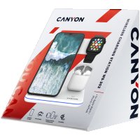 Безжично зарядно за телефон CANYON WS-302, 3in1 Wireless charger, Бял SS30258, снимка 2 - Безжични зарядни - 40064325