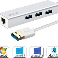 Nllano USB-A 3.0 към Ethernet 10/100/1000 RJ45 Ethernet LAN, 3 x USB 3.0 порта, снимка 5 - Други - 34749443