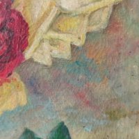 Картина, ваза с цветя, худ. Ив. Айд., 1960-те год., снимка 4 - Картини - 40586955