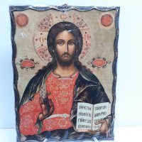 Голяма икона на Господ Вседържател Исус Христос - ръчна изработка, снимка 2 - Икони - 37640324