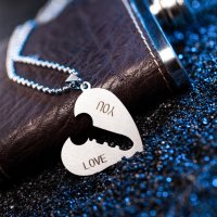 Двойно колие ключ и сърце с надпис I Love You, снимка 4 - Други - 28176468