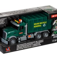 Камион за рециклиране на боклук, зелен с 3 кошчета, светлина и звук, снимка 7 - Коли, камиони, мотори, писти - 43102408