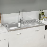 Кухненска мивка със сифон, сребриста, 1000x500x155 мм, инокс, снимка 10 - Мивки - 40299293