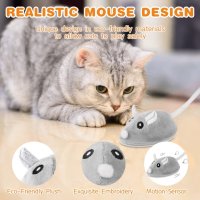 Интерактивна играчка за котка,USB акумулаторна смарт електронна мишка с Перо и опашка, снимка 6 - За котки - 44081316