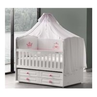 Бебешка дървена кошара с люлеещ механизъм, Baby One PRINCESS 70/130СМ