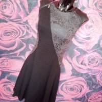Sweet Miss Черна къса разкроена рокля с кожени елементи С, снимка 4 - Рокли - 37459333