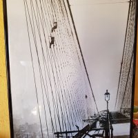 Картина Бруклински мост: черно-бял мотив със стъкло , снимка 3 - Картини - 27631620