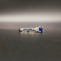 Сребърен пръстен със син сапфир, снимка 4 - Пръстени - 34907350
