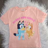 Тениска Блуи и Бинго цвят - праскова, снимка 2 - Детски тениски и потници - 44845528