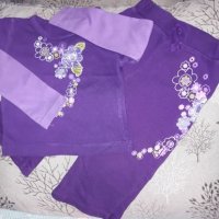 Комплект за бебе блуза с панталон с апликация на цветя, снимка 1 - Комплекти за бебе - 26751932