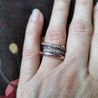 Сребърен пръстен- преплетени халки, снимка 1 - Пръстени - 43710942