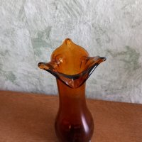 стъклена ваза кафяво стъкло, снимка 2 - Вази - 43448819