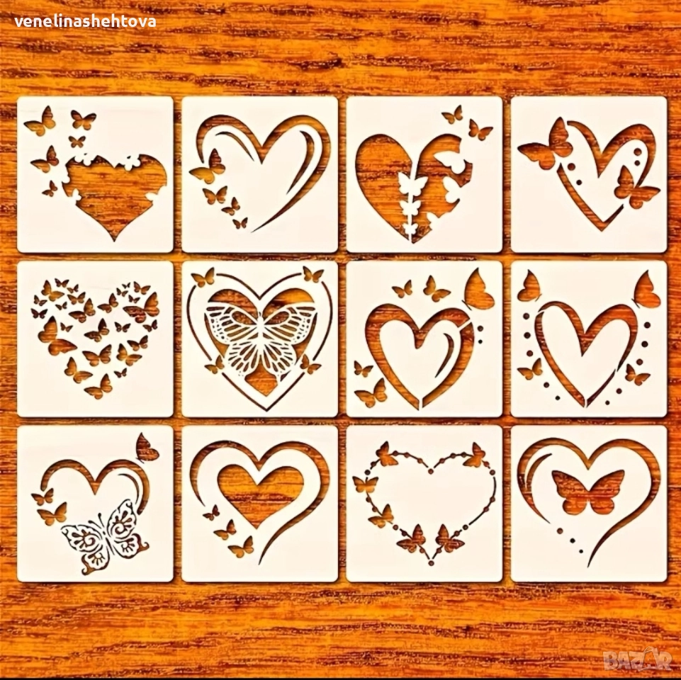 Различни модели сърца сърце с пеперуди шаблон стенсил декорация торта скрапбукинг , снимка 1