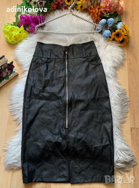 Миди кожена пола, снимка 1