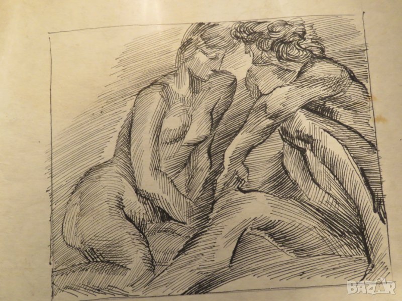 картина  Мъж и жена в ухажване и  нежност - едно  красиво общуване на телата  18 + , снимка 1