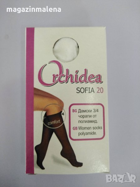 Орхидея бели гладки три четвърти чорапи до колената бял прозрачен чорапи до коляно Orchidea , снимка 1