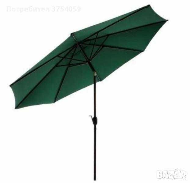 Градински чадър 300x260 см – Зелен плат с черна основа, снимка 1