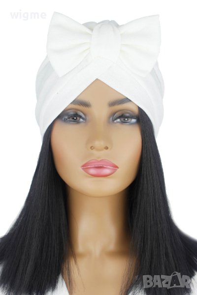 Тюрбан за коса с пандела в бяло, снимка 1