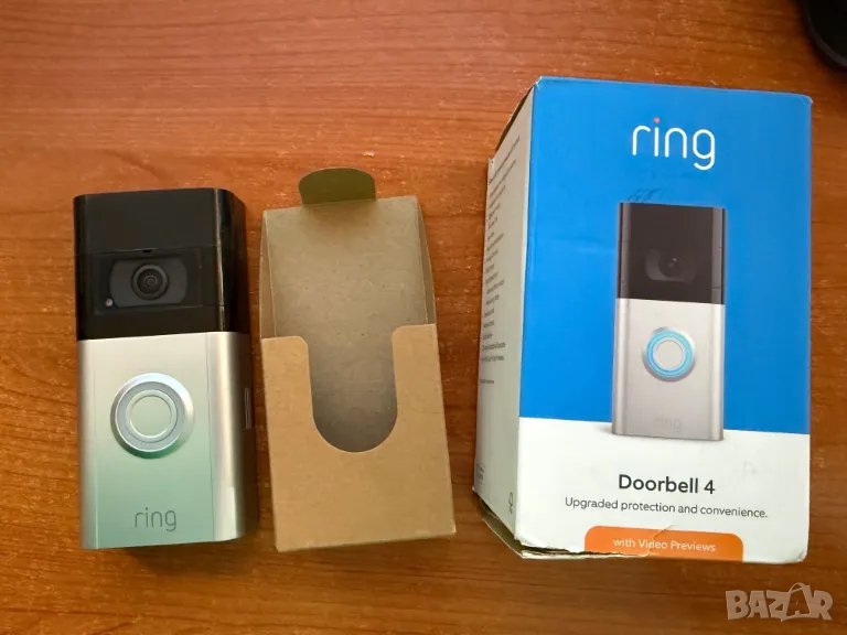 Безжичен видеодомофон звънец Ring Doorbell gen 4 WiFi на батерия, опция солар iOS и Android, снимка 1