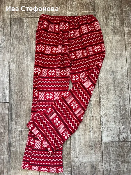 Много меко червено  полар поларени топъл висока талия ново универсален размер домашно долнище, снимка 1