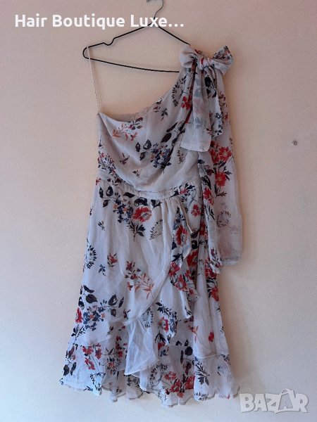 Рокля с един ръкав десен на цветя и панделка 🎀, снимка 1