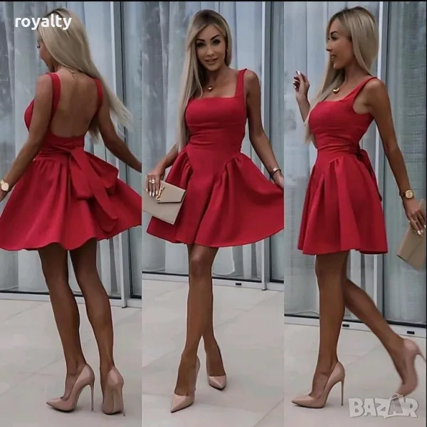 Дамска елегантна червена рокля , снимка 1