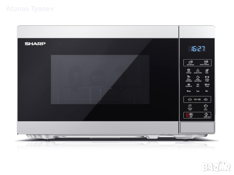 Микровълнова печка фурна Sharp YC-MG02ES с грил 25.5см 20L 800W, снимка 1