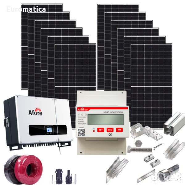 Трифазна OnGrid мрежова фотоволтаична система 60 kW Afore + Конструкция, снимка 1