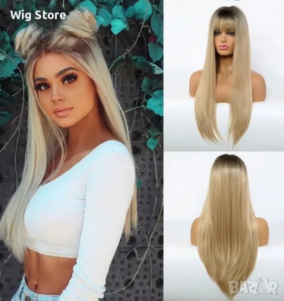 Руса права перука с бретон, снимка 1