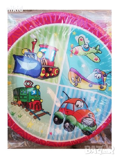 анимирани превозни средства 10 бр парти чинии чинийки рожден ден, снимка 1