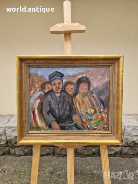 Майсторска антикварна авторска картина масло върху платно , снимка 1