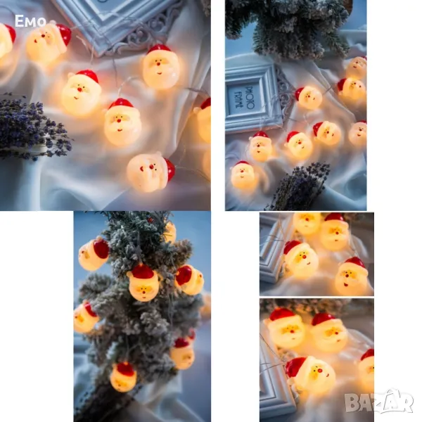 Коледна украса: Светещи LED Лампички с Дядо Коледа SD19, снимка 1