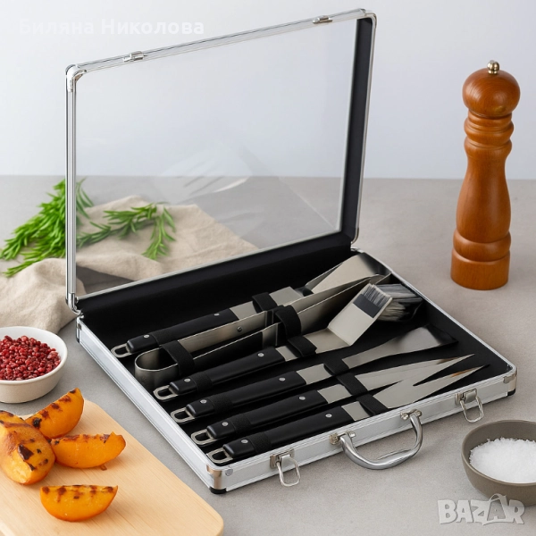 Комплект за барбекю 6 в 1 – всичко необходимо за перфектна скара + подарък ръкавици, снимка 1