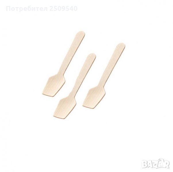Еко дървена лъжичка за сладолед 100бр., снимка 1