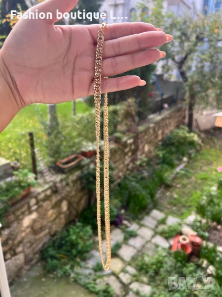 Златен синджир с уникална плетка може да се носи и като тройна гривна за ръката , снимка 1