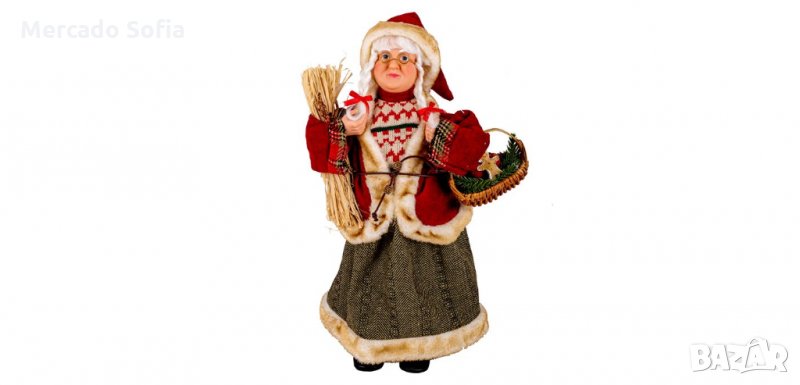 Коледна декоративна фигура Баба Коледа с кошница, 45см , снимка 1