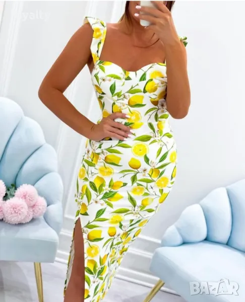 Лятна рокля с десен на лимони NATALI, снимка 1
