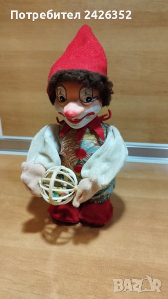 Стара играчка, клоун, с ключ за навиване, 1980-те год., снимка 1