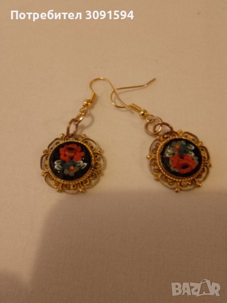 Стари обици с венецианска микро мозайка 1930 год, снимка 1